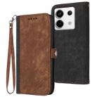 For Xiaomi Redmi Note 13 Pro 4G Side Buckle Double Fold Hand Strap Leather Phone Case(Brown) - 1