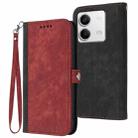 For Xiaomi Redmi Note 13 4G Side Buckle Double Fold Hand Strap Leather Phone Case(Red) - 1