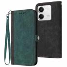 For Xiaomi Redmi Note 13 4G Side Buckle Double Fold Hand Strap Leather Phone Case(Dark Green) - 1