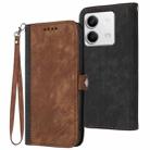 For Xiaomi Redmi Note 13 4G Side Buckle Double Fold Hand Strap Leather Phone Case(Brown) - 1