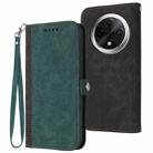 For Xiaomi Redmi A3 Pro Side Buckle Double Fold Hand Strap Leather Phone Case(Dark Green) - 1
