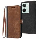 For OnePlus Ace 2V Side Buckle Double Fold Hand Strap Leather Phone Case(Brown) - 1