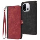 For OnePlus 13T Side Buckle Double Fold Hand Strap Leather Phone Case(Red) - 1