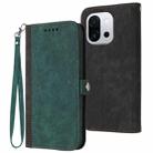 For OnePlus 13T Side Buckle Double Fold Hand Strap Leather Phone Case(Dark Green) - 1