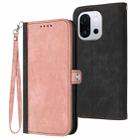 For OnePlus 13T Side Buckle Double Fold Hand Strap Leather Phone Case(Pink) - 1