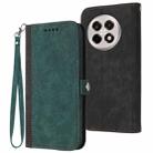 For OnePlus Ace 5 / 13R Global Side Buckle Double Fold Hand Strap Leather Phone Case(Dark Green) - 1
