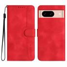 For Google Pixel 8a Heart Pattern Skin Feel Leather Phone Case(Red) - 1