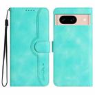 For Google Pixel 8a Heart Pattern Skin Feel Leather Phone Case(Light Blue) - 1