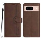 For Google Pixel 8a Heart Pattern Skin Feel Leather Phone Case(Brown) - 1