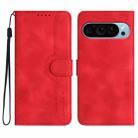 For Google Pixel 9 Pro Heart Pattern Skin Feel Leather Phone Case(Red) - 1