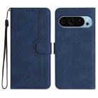 For Google Pixel 9 Pro Heart Pattern Skin Feel Leather Phone Case(Royal Blue) - 1