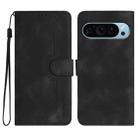 For Google Pixel 9 Pro Heart Pattern Skin Feel Leather Phone Case(Black) - 1