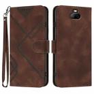 For Sony Xperia 20 Line Pattern Skin Feel Leather Phone Case(Coffee) - 1