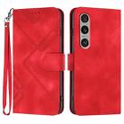 For Sony Xperia 1 VI Line Pattern Skin Feel Leather Phone Case(Red) - 1