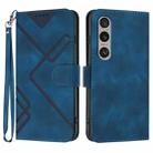 For Sony Xperia 1 VI Line Pattern Skin Feel Leather Phone Case(Royal Blue) - 1