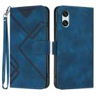 For Sony Xperia 10 VI Line Pattern Skin Feel Leather Phone Case(Royal Blue) - 1