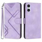 For Sony Xperia 10 VI Line Pattern Skin Feel Leather Phone Case(Light Purple) - 1
