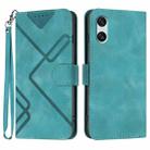 For Sony Xperia 10 VI Line Pattern Skin Feel Leather Phone Case(Light Blue) - 1