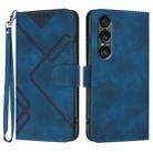 For Sony Xperia 1 VII Line Pattern Skin Feel Leather Phone Case(Royal Blue) - 1