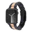 For Apple Watch SE 2023 44mm Three-Bead Stainless Steel Watch Band(Black Rose Gold) - 1