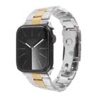 For Apple Watch Ultra 2 49mm Three-Bead Stainless Steel Watch Band(Silver Gold) - 1