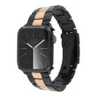 For Apple Watch Series 9 45mm Three-Bead Stainless Steel Watch Band(Black Rose Gold) - 1