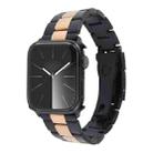 For Apple Watch Series 9 41mm Three-Bead Stainless Steel Watch Band(Black Rose Gold) - 1