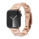 For Apple Watch Series 8 45mm Three-Bead Stainless Steel Watch Band(Rose Gold) - 1