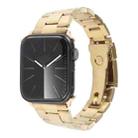 For Apple Watch SE 44mm Three-Bead Stainless Steel Watch Band(Gold) - 1