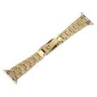 For Apple Watch SE 44mm Three-Bead Stainless Steel Watch Band(Gold) - 4
