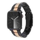 For Apple Watch Series 6 40mm Three-Bead Stainless Steel Watch Band(Black Rose Gold) - 1