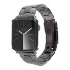 For Apple Watch Series 4 44mm Three-Bead Stainless Steel Watch Band(Gun Color) - 1