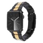 For Apple Watch Series 3 42mm Three-Bead Stainless Steel Watch Band(Black Gold) - 1