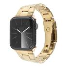 For Apple Watch Series 3 42mm Three-Bead Stainless Steel Watch Band(Gold) - 1