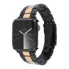 For Apple Watch Series 2 42mm Three-Bead Stainless Steel Watch Band(Black Rose Gold) - 1