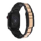 For Apple Watch Series 2 42mm Three-Bead Stainless Steel Watch Band(Black Rose Gold) - 2