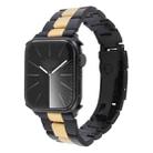For Apple Watch Series 2 38mm Three-Bead Stainless Steel Watch Band(Black Gold) - 1