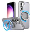 For Samsung Galaxy S23 FE 5G 360-degree Rotating MagSafe Magnetic Holder Phone Case(Titanium Grey) - 1