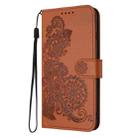 For OPPO Reno12 Global Datura Flower Embossed Flip Leather Phone Case(Brown) - 3