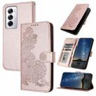 For OPPO Reno12 Global Datura Flower Embossed Flip Leather Phone Case(Rose Gold) - 1