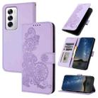 For OPPO Reno12 Global Datura Flower Embossed Flip Leather Phone Case(Purple) - 1