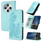 For OPPO Find X8 Datura Flower Embossed Flip Leather Phone Case(Light Blue) - 1