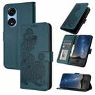 For OPPO A1 Pro / Reno8 T 5G Global Datura Flower Embossed Flip Leather Phone Case(Dark Green) - 1