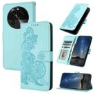 For OPPO Find X6 Datura Flower Embossed Flip Leather Phone Case(Light Blue) - 1