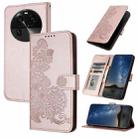 For OPPO Find X6 Datura Flower Embossed Flip Leather Phone Case(Rose Gold) - 1
