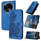 For OPPO Find X6 Pro Datura Flower Embossed Flip Leather Phone Case(Blue) - 1