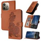For OPPO A5 Pro 5G Datura Flower Embossed Flip Leather Phone Case(Brown) - 1