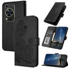 For Huawei Enjoy 70 Datura Flower Embossed Flip Leather Phone Case(Black) - 1