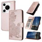 For Huawei Pura 70 Pro/70 Pro+ Datura Flower Embossed Flip Leather Phone Case(Rose Gold) - 1