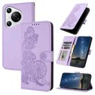 For Huawei Pura 70 Datura Flower Embossed Flip Leather Phone Case(Purple) - 1